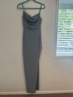 Windsor Sky Blue Sparkle Cowl Maxi Dress